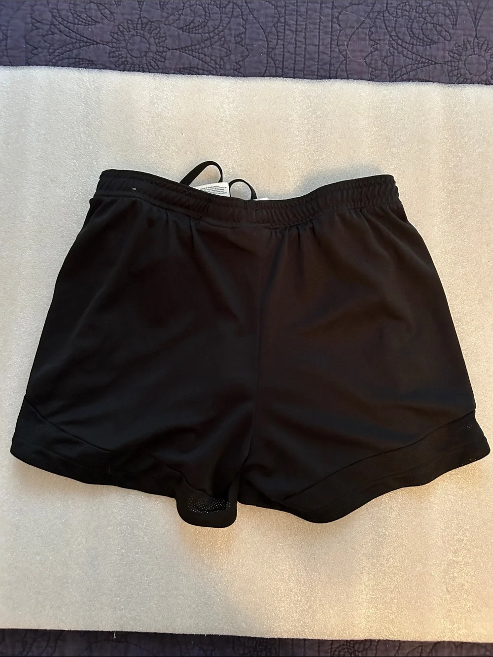 Nike Women’s Black Athletic Running Shorts with White Swoosh
